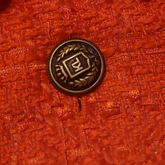 NWT KARL LAGERFELD PARIS ORANGE TWEED DOUBLE BREASTED BLAZER - Picture 9 of 14